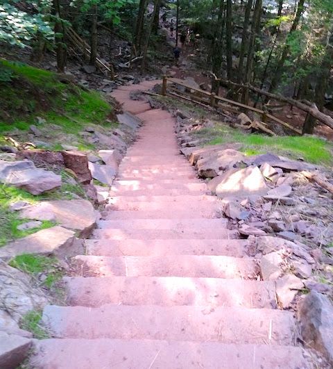  The view down a portion of the new 200-step stone staircase that leads up the side of Kaaterskill Falls